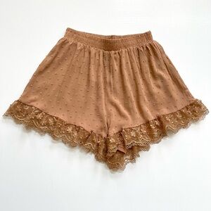 Indikah swiss dot shorts with lace hem